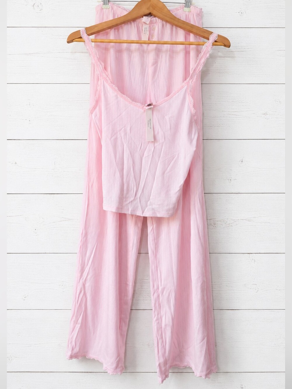 NWT Victoria's Secret Pointelle Rib Tank & Pant Pajama Set Size S Angel Pink - Picture 2 of 8